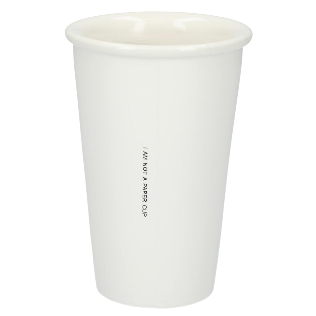 I'm Not a Paper Cup Double-Wall Ceramic Tumbler, 10 oz - White - Back 2