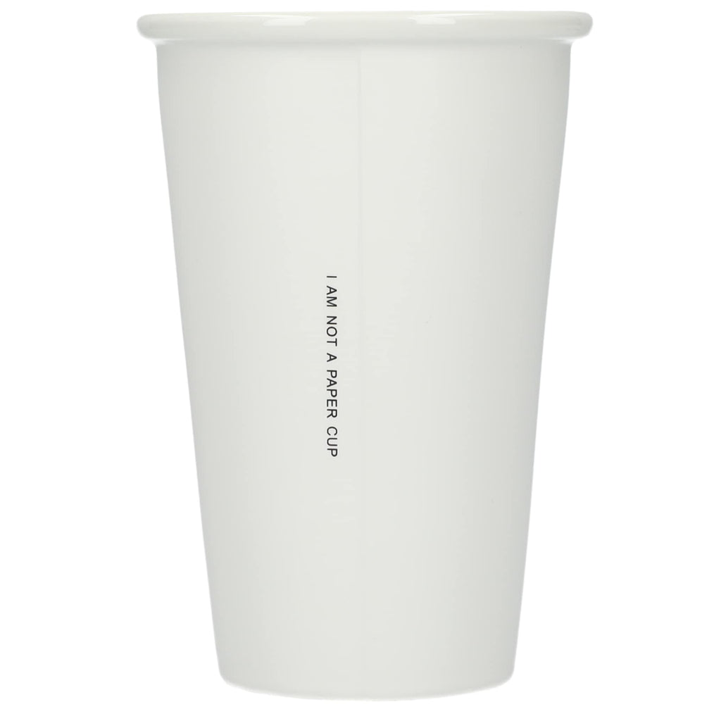 I'm Not a Paper Cup Double-Wall Ceramic Tumbler, 10 oz - White - Back