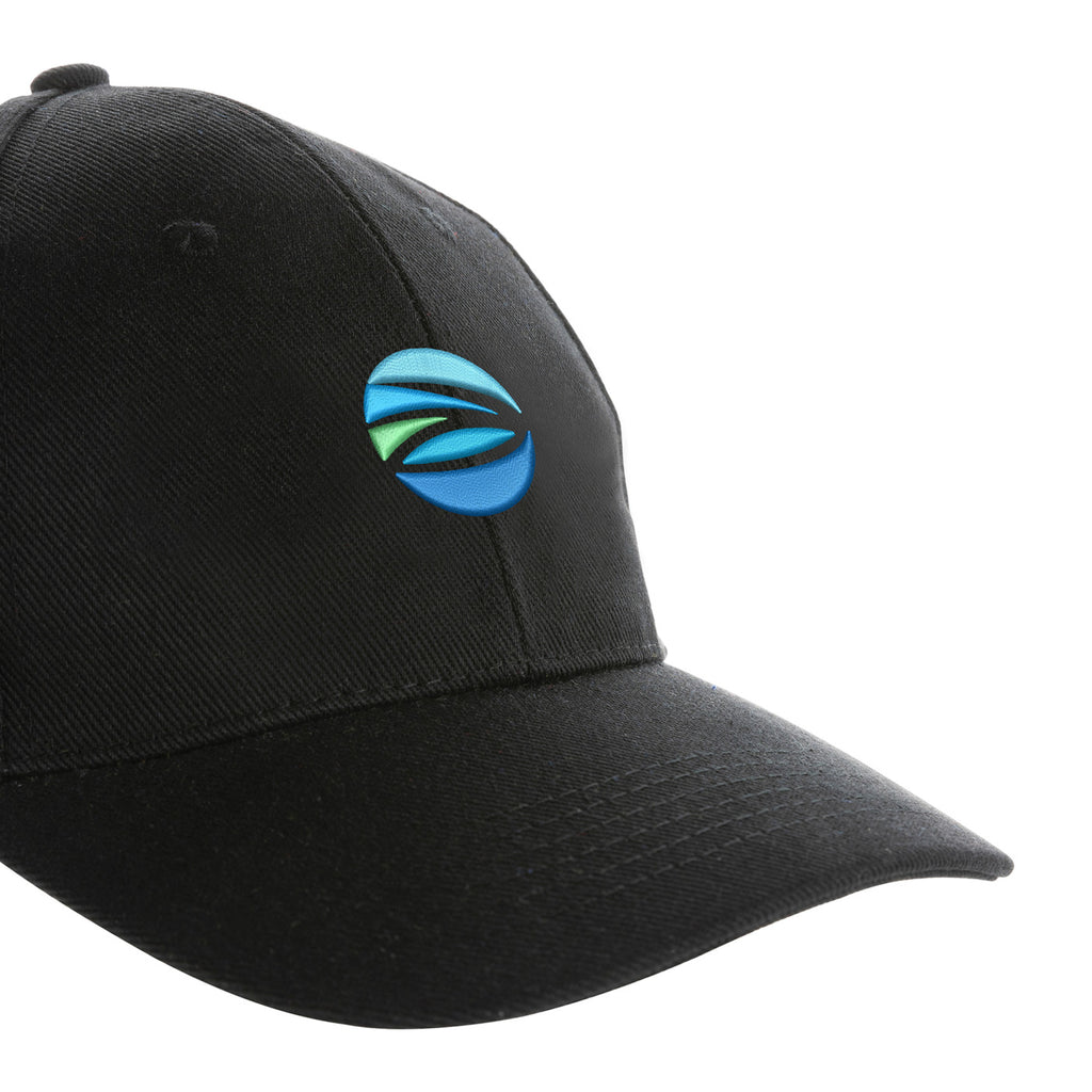 Impact Recycled Cotton Cap, 6 Panel Embroidery - Black - View 3