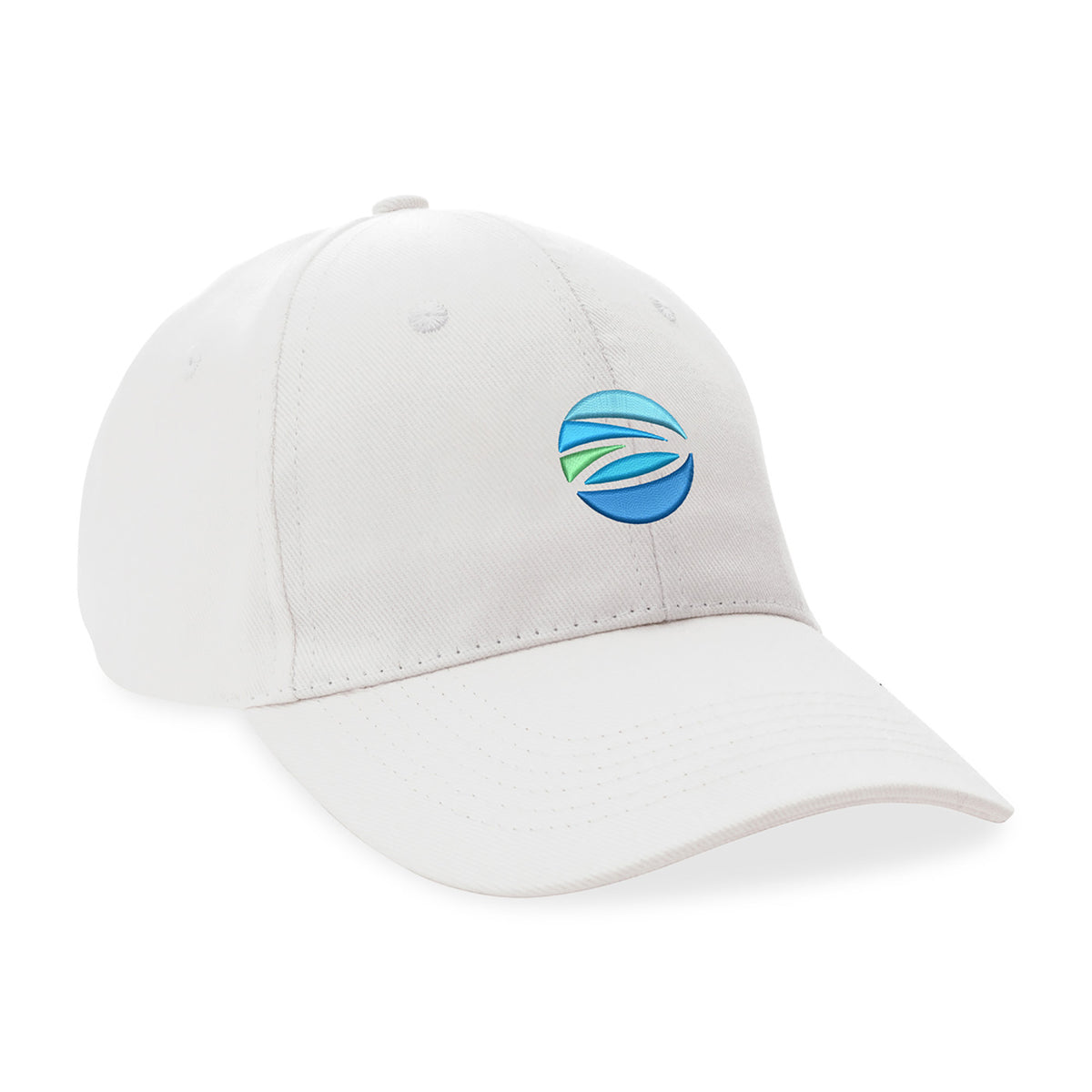 Impact Recycled Cotton Cap, 6 Panel Embroidery - White - View 1