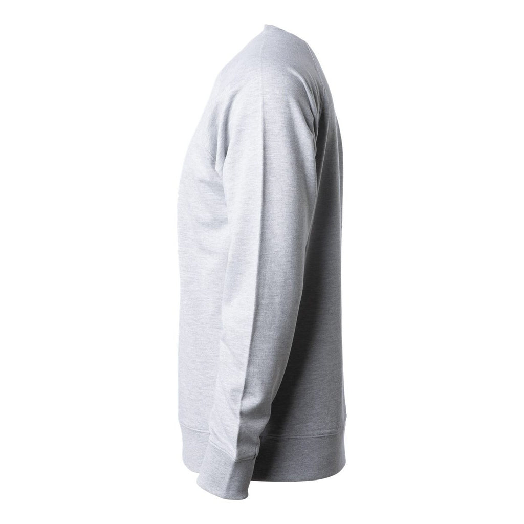 Independent Trading Co. Unisex Icon Lightweight Loopback Terry Crew Sweatshirt Embroidery - Athletic Heather - Direct Side