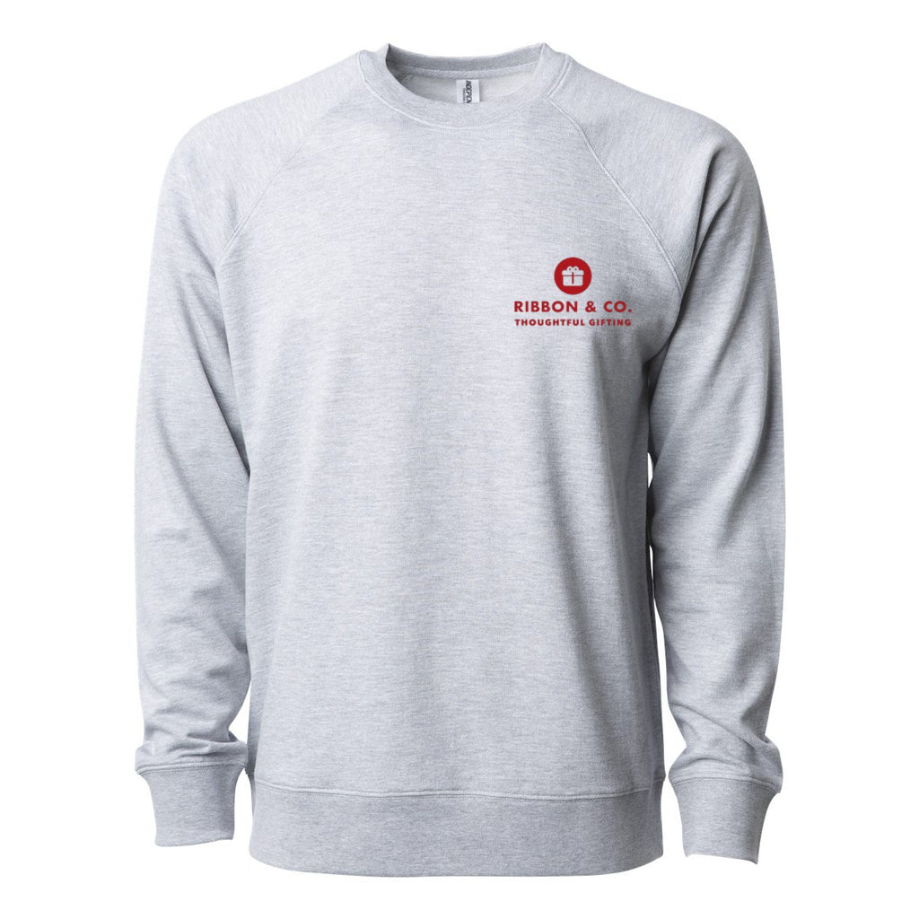 Independent Trading Co. Unisex Icon Lightweight Loopback Terry Crew Sweatshirt Embroidery - Athletic Heather - Front