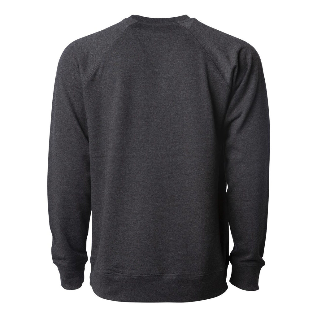 Independent Trading Co. Unisex Icon Lightweight Loopback Terry Crew Sweatshirt Embroidery - Charcoal Heather - Back