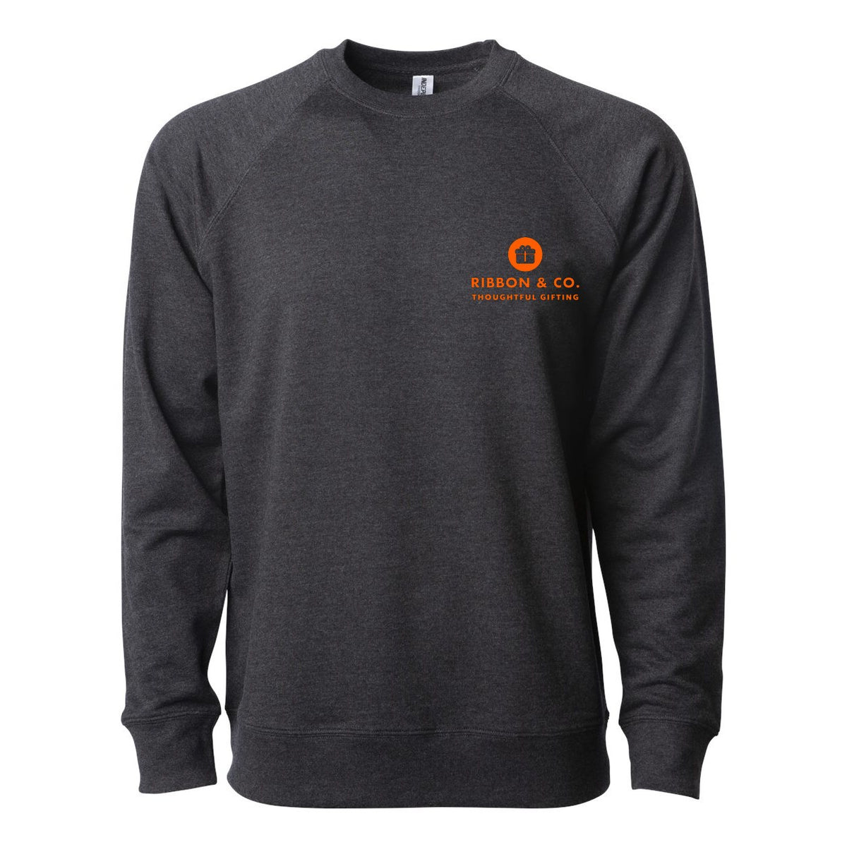 Independent Trading Co. Unisex Icon Lightweight Loopback Terry Crew Sweatshirt Embroidery - Charcoal Heather - Front