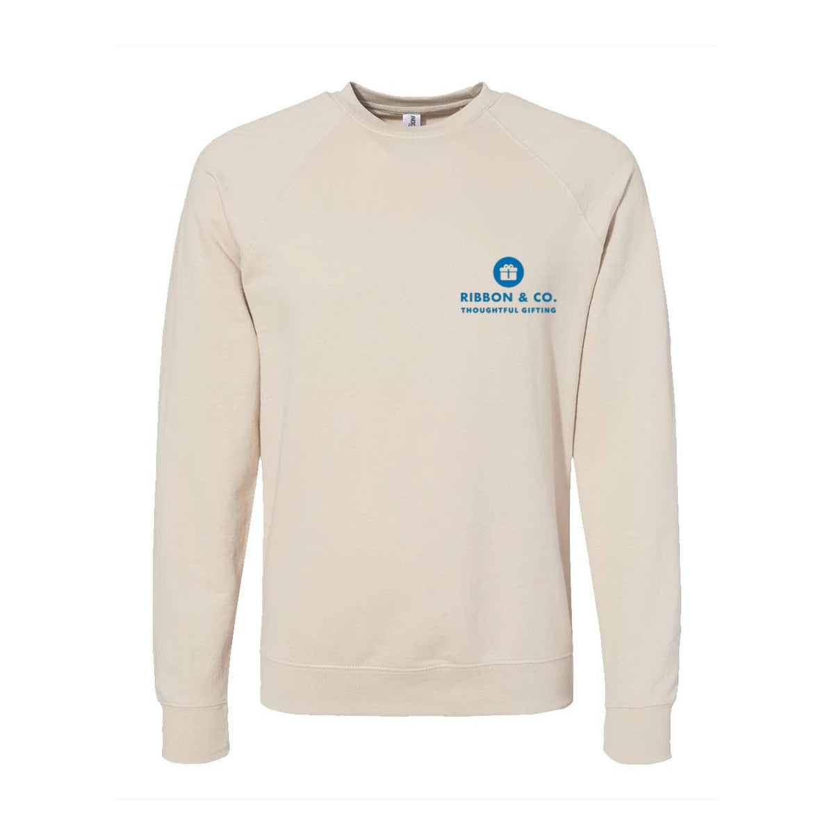 Independent Trading Co. Unisex Icon Lightweight Loopback Terry Crew Sweatshirt Embroidery - Sand - Front