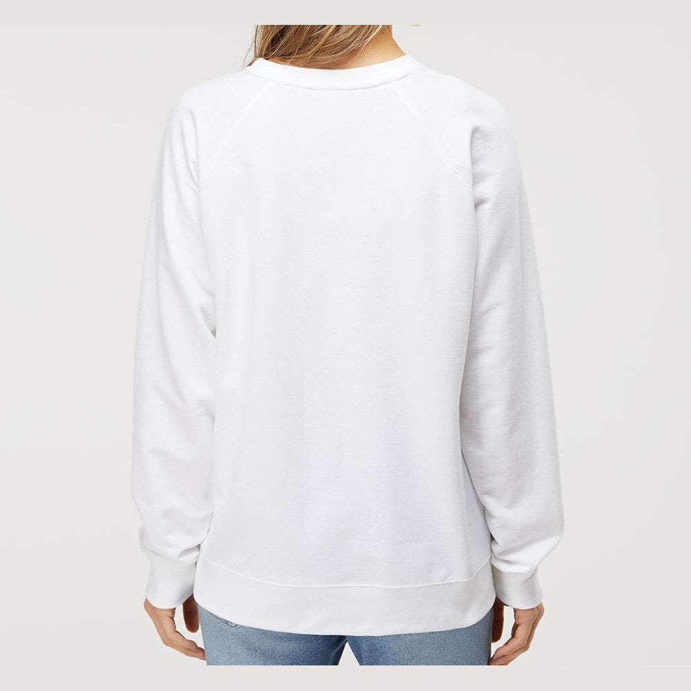 Independent Trading Co. Unisex Icon Lightweight Loopback Terry Crew Sweatshirt Embroidery - White - On Model Back
