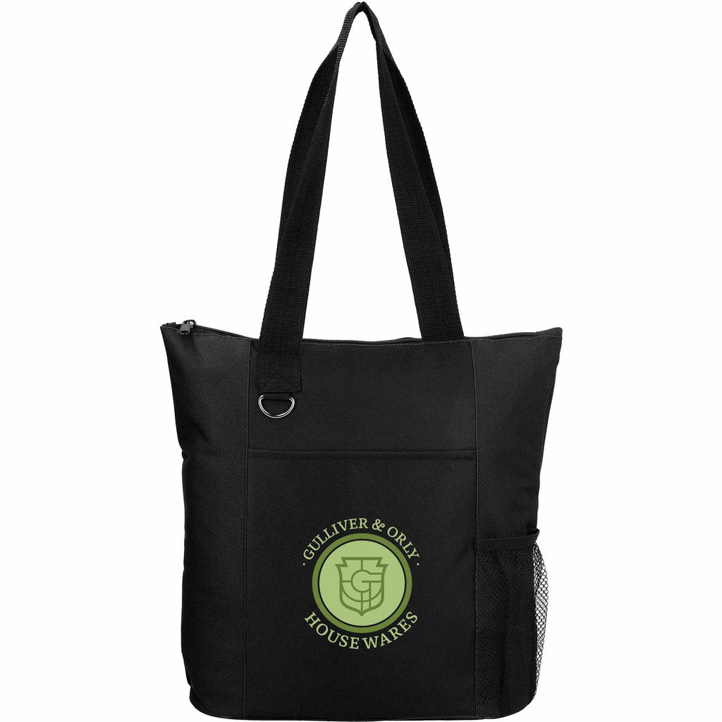 Infinity Convention Tote with Key Ring Embroidery - Black - Front