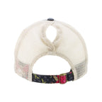 Infinity Her Women's Patterned Bill Mesh-Back Cap Full Color - Black/ Floral/ Khaki - Back