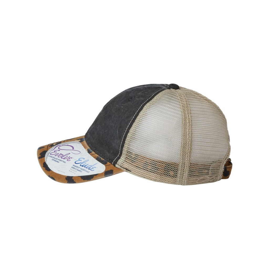 Infinity Her Women's Patterned Bill Mesh-Back Cap Full Color - Black/ Leopard/ Khaki - Direct Side