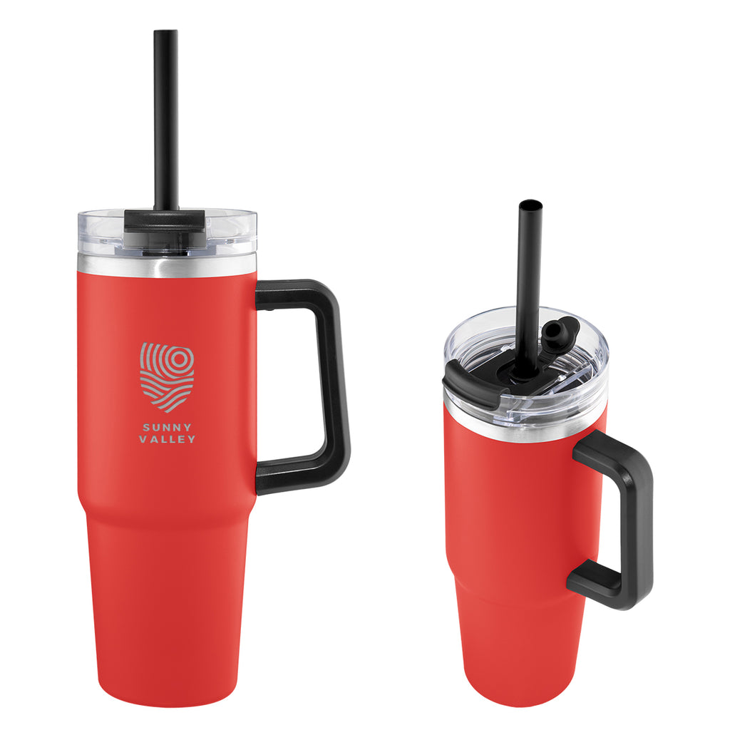Intrepid Recycled Stainless Steel Tumbler, 30 oz - Red - Laser Engraving