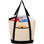 Isle Organic Cotton Zippered Tote, 8 oz Embroidery - Natural/Black - Propped
