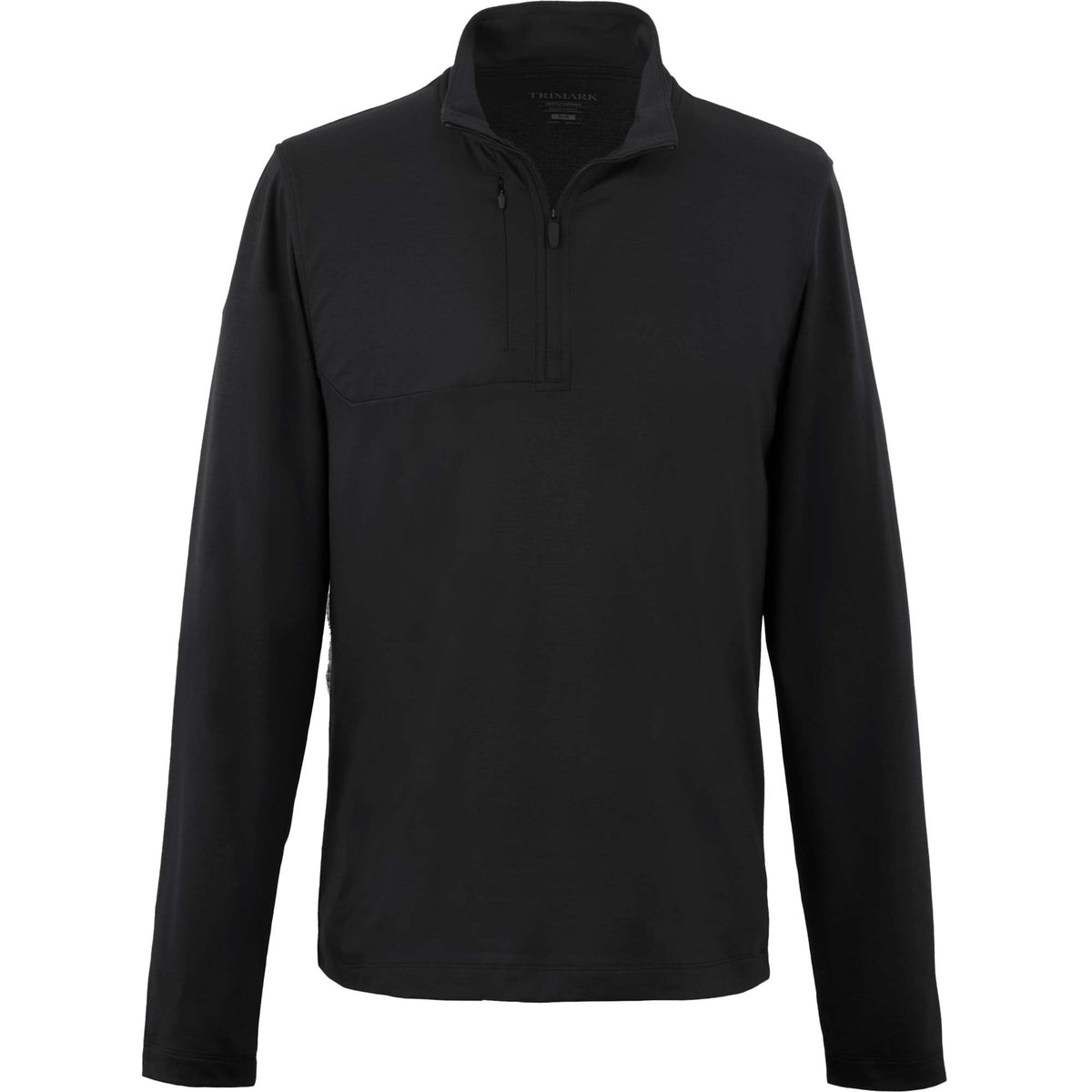 Izu Everything Eco Stretch Quarter Zip for Men Embroidery - Black - Front Flat