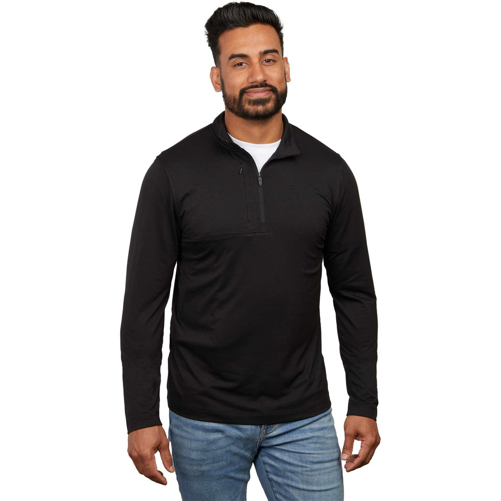 Izu Everything Eco Stretch Quarter Zip for Men Embroidery - Black - Front