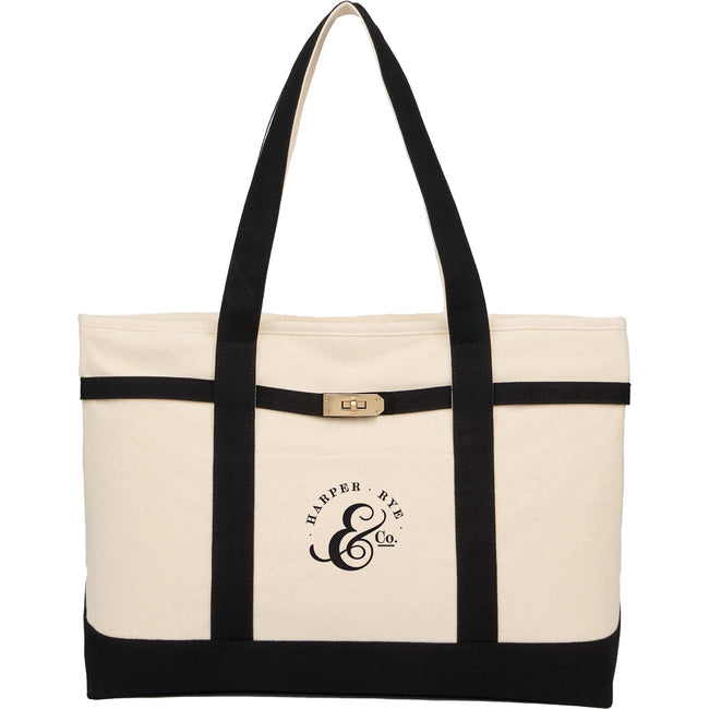 Jane Recycled Canvas Tote with Turn-Lock Buckle, 12 oz Full Color