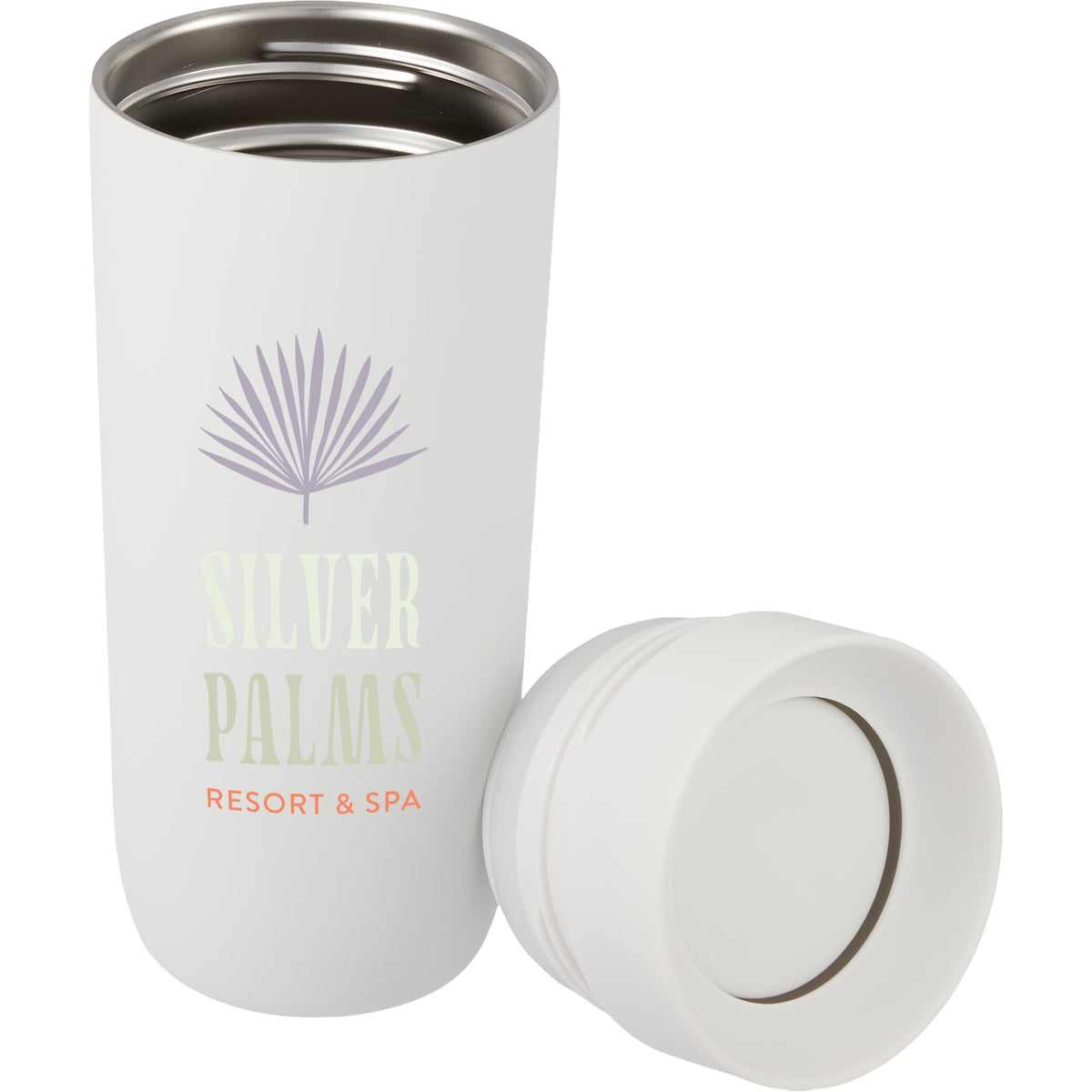 Jared Tumbler with 360 Degree Sip Lid, 16 oz Full Color - White - Detail