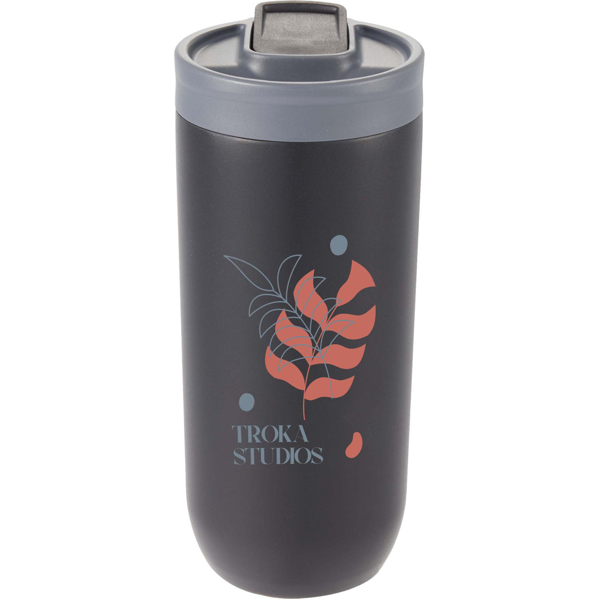 Joshua Recycled Travel Tumbler with Push-Button Lid, 17 oz Full Color - Black - Front