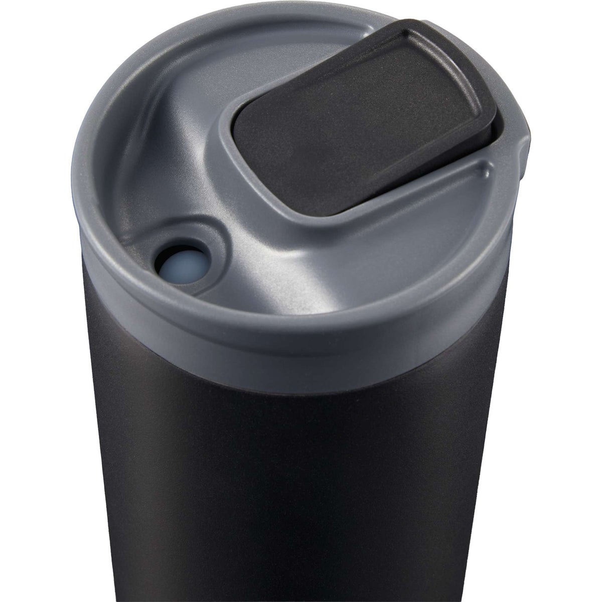 Joshua Recycled Travel Tumbler with Push-Button Lid, 17 oz Full Color - Black - Open