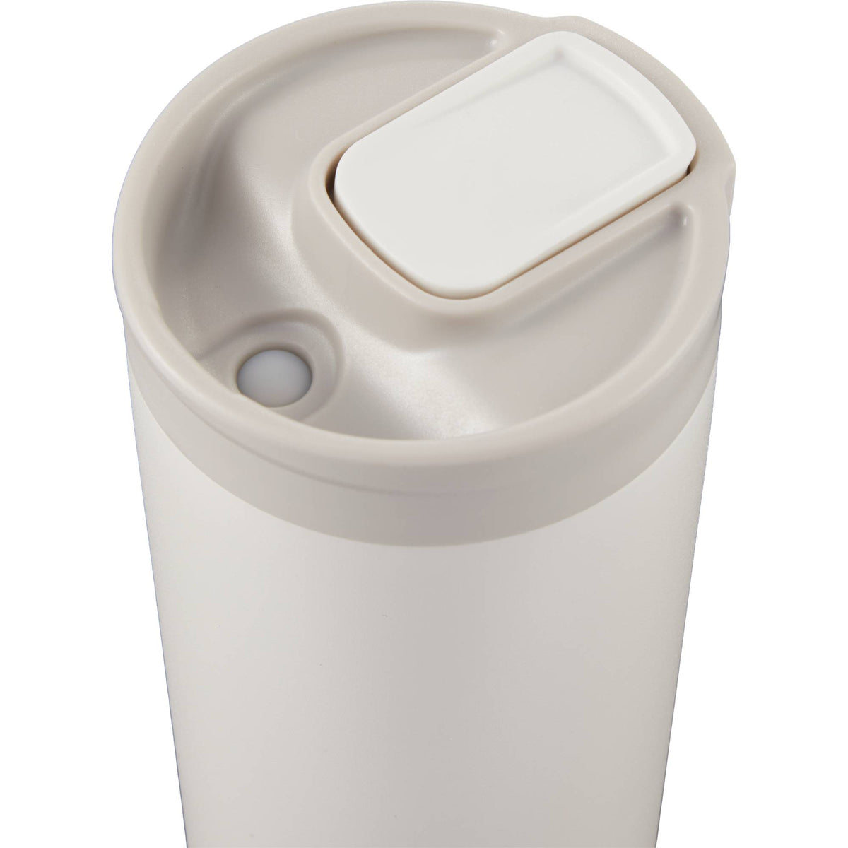 Joshua Recycled Travel Tumbler with Push-Button Lid, 17 oz Full Color - Cream - Closed