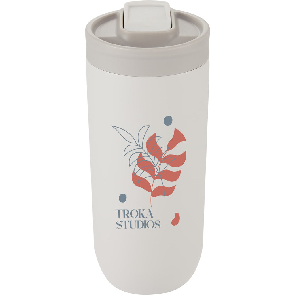 Joshua Recycled Travel Tumbler with Push-Button Lid, 17 oz Full Color - Cream - Front