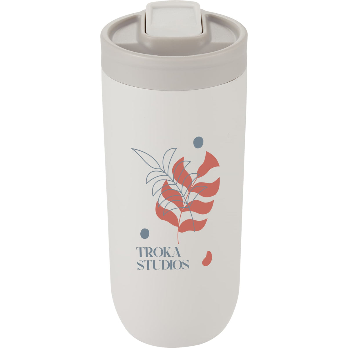 Joshua Recycled Travel Tumbler with Push-Button Lid, 17 oz Full Color - Cream - Front