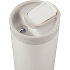 Joshua Recycled Travel Tumbler with Push-Button Lid, 17 oz Full Color - Cream - Open