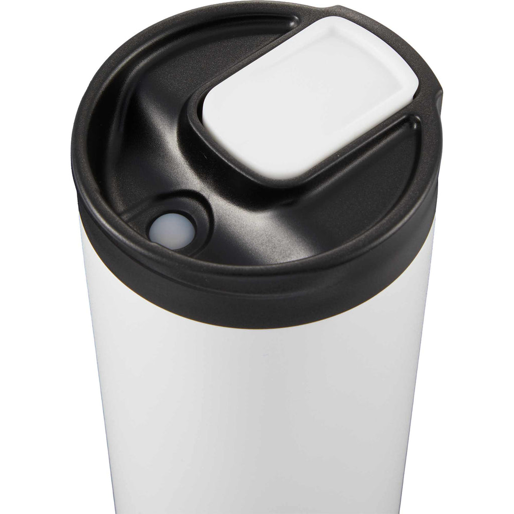 Joshua Recycled Travel Tumbler with Push-Button Lid, 17 oz Full Color - White - Closed