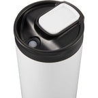 Joshua Recycled Travel Tumbler with Push-Button Lid, 17 oz Full Color - White - Closed