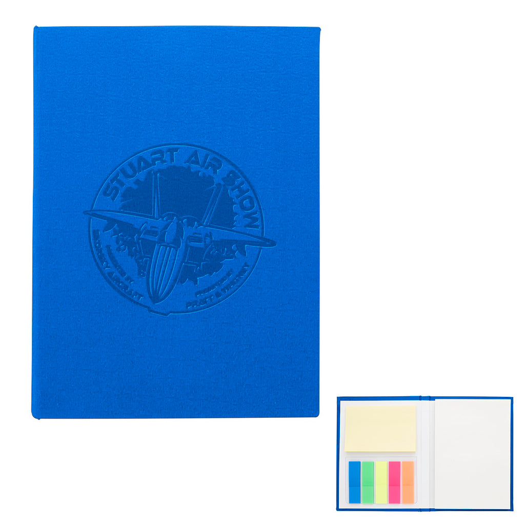 Jotter with Sticky Notes and Page Flags - Blue - Debossing