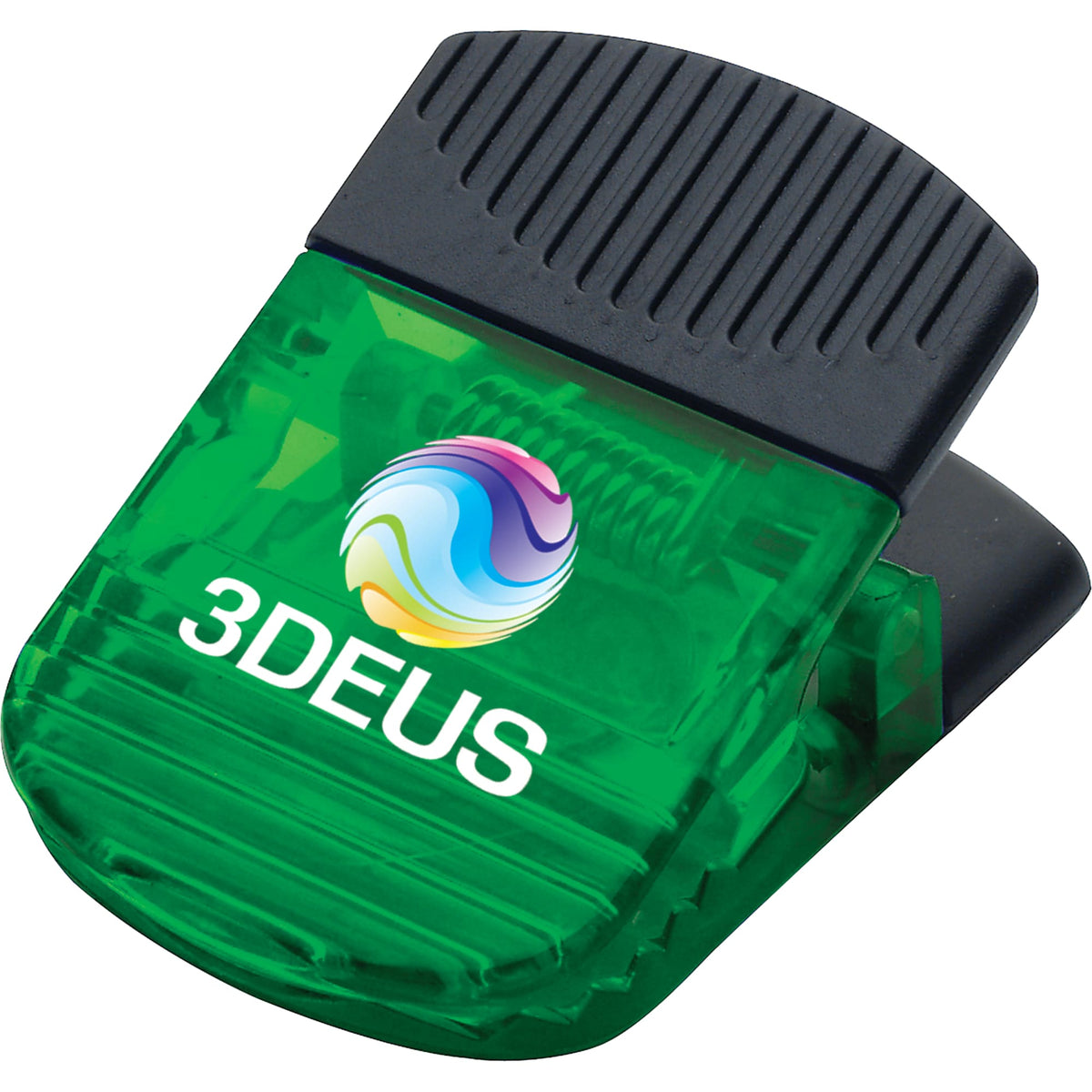 Jumbo Magnetic Clip with Rubber Grip - TrGrn - Front