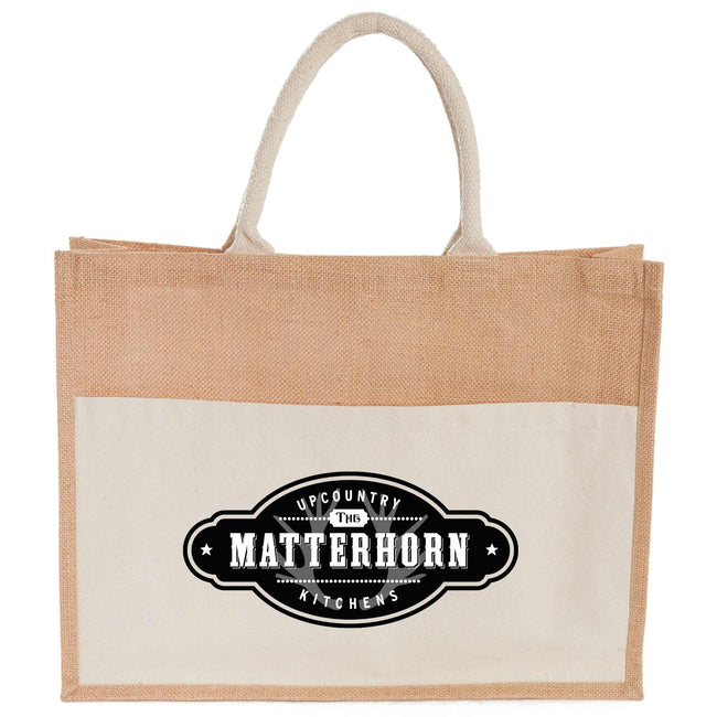 Jute Shopper with Recycled Cotton Front Pocket Full Color