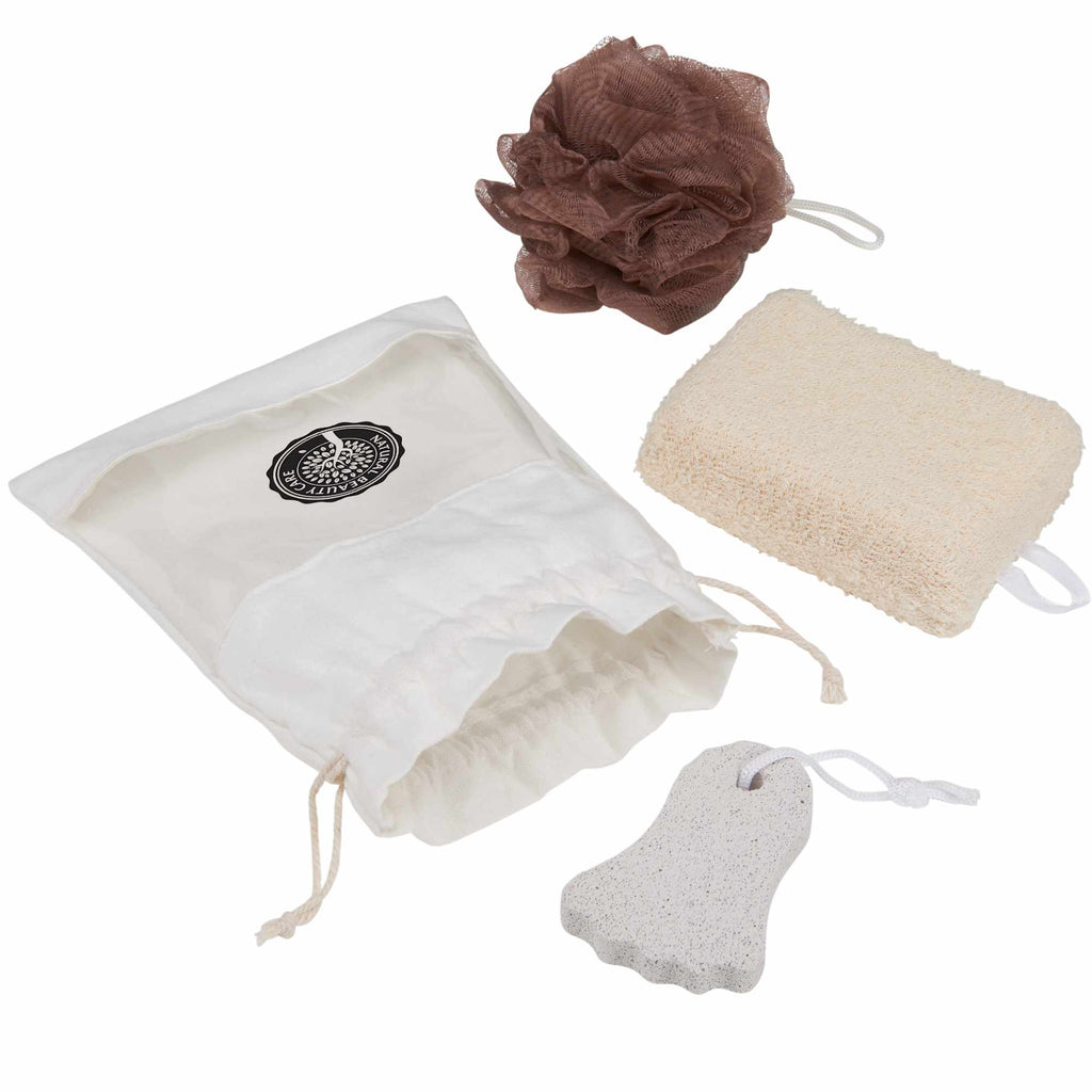 Jute Spa Set with Loofah, Pumice and Sponge - Natural - Right Angle