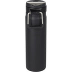 Kara Insulated Bottle with Swivel Lid in Recycled Steel, 24 oz - Black - Back