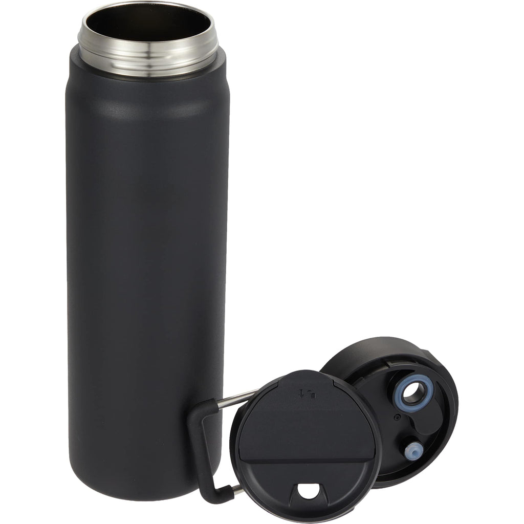 Kara Insulated Bottle with Swivel Lid in Recycled Steel, 24 oz Laser Engraving - Black - Detail 2