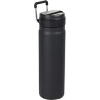 Kara Insulated Bottle with Swivel Lid in Recycled Steel, 24 oz Laser Engraving - Black - Right Angle