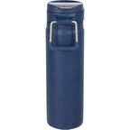 Kara Insulated Bottle with Swivel Lid in Recycled Steel, 24 oz Laser Engraving - Navy - Back
