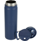 Kara Insulated Bottle with Swivel Lid in Recycled Steel, 24 oz - Navy - Detail 2
