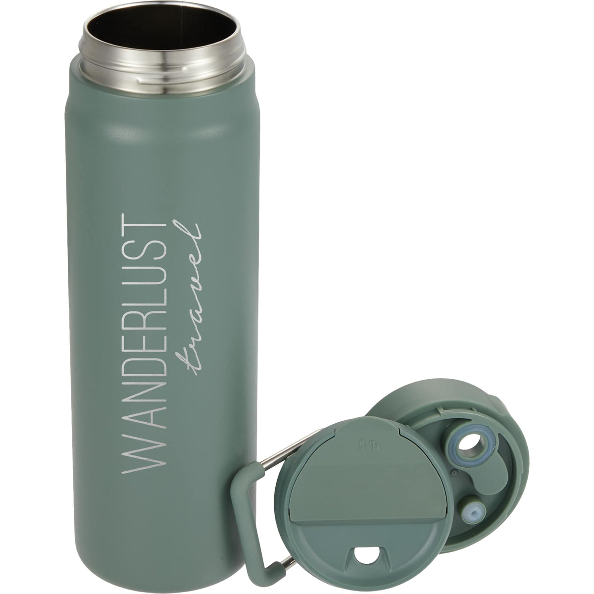 Kara Insulated Bottle with Swivel Lid in Recycled Steel, 24 oz - Sage - Detail