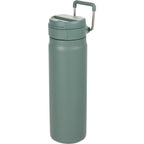 Kara Insulated Bottle with Swivel Lid in Recycled Steel, 24 oz - Sage - Left Angle