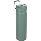 Kara Insulated Bottle with Swivel Lid in Recycled Steel, 24 oz - Sage - Right Angle