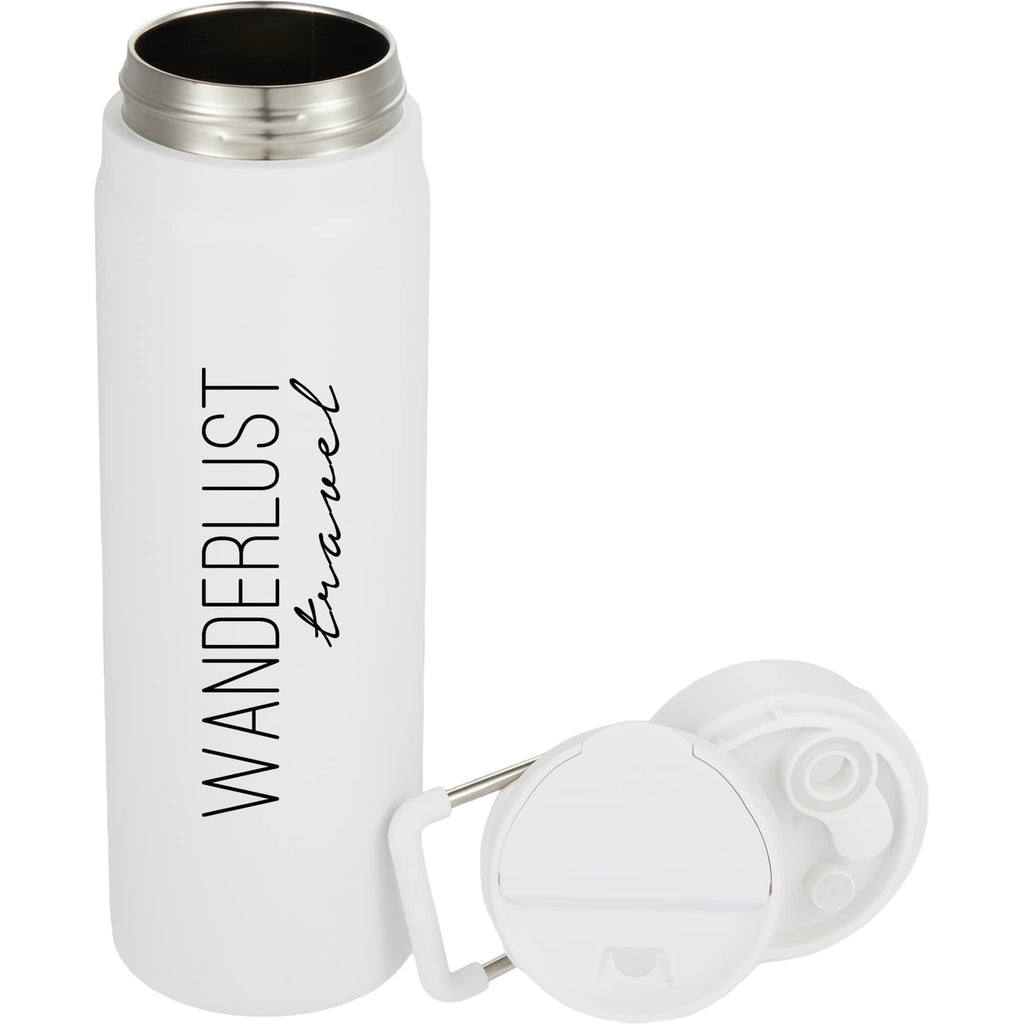 Kara Insulated Bottle with Swivel Lid in Recycled Steel, 24 oz - White - Detail
