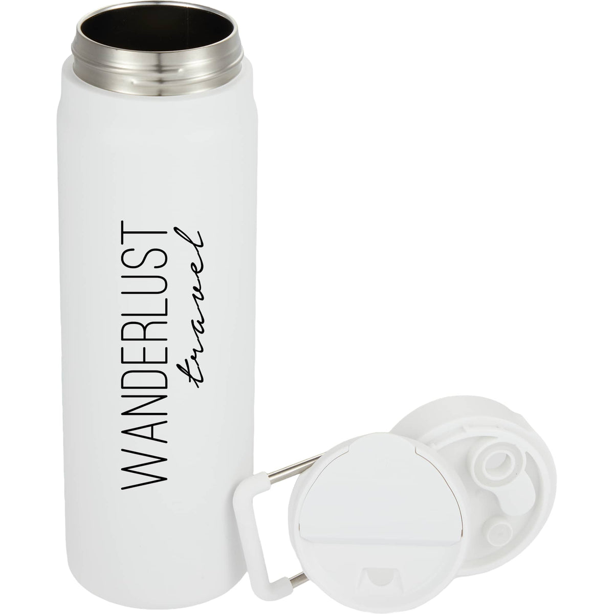 Kara Insulated Bottle with Swivel Lid in Recycled Steel, 24 oz - White - Detail