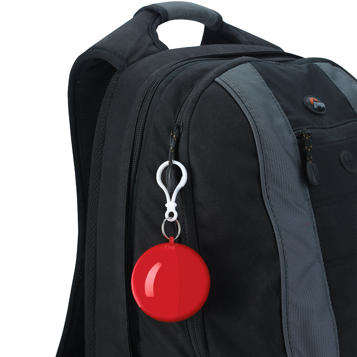 Keychain with Rain Poncho in a Ball - Red - Backpack_Inset