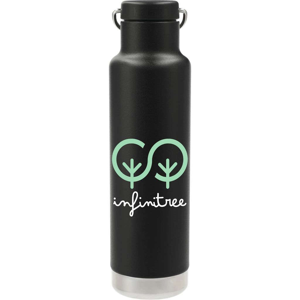Klean Kanteen Eco Insulated Classic with Loop Cap, 20 oz Laser Engraving - Black - Front