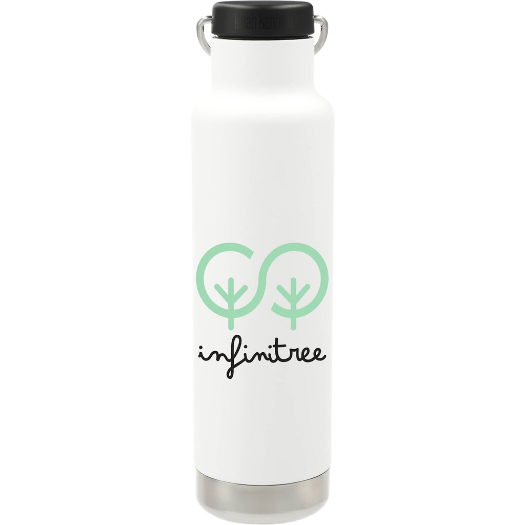 Klean Kanteen Eco Insulated Classic with Loop Cap, 20 oz Laser Engraving - White - Front