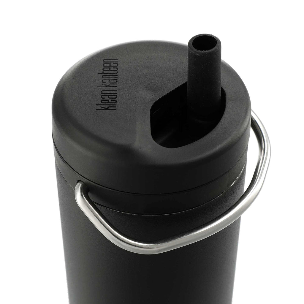 Klean Kanteen Eco TKWide with Straw Twist Cap, 20 oz - Black - Right Angle 2