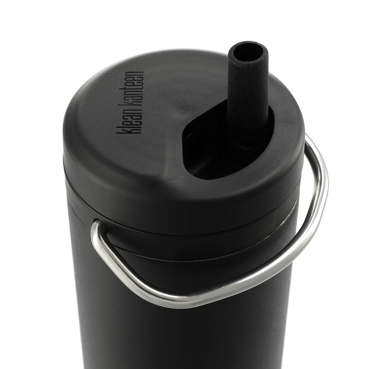Klean Kanteen Eco TKWide with Straw Twist Cap, 20 oz Full Color - Black - Right Angle 2
