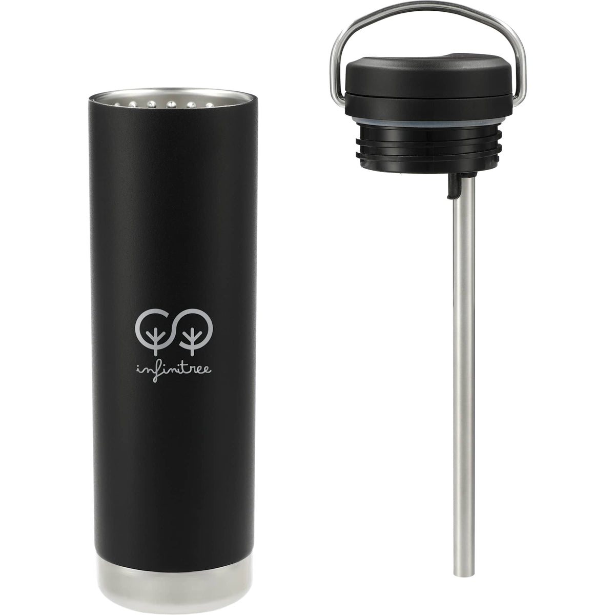 Klean Kanteen Eco TKWide with Straw Twist Cap, 20 oz Laser Engraving - Black - Front 2