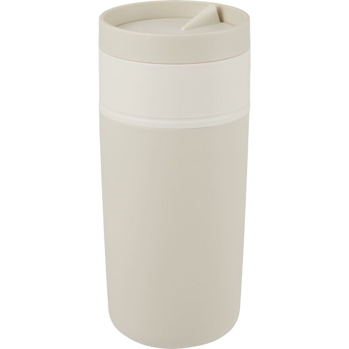 Kona Recycled Tumbler with Swivel Lid, 16 oz - Taupe - Left Angle