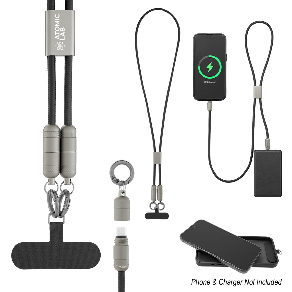 Lanyard with 60W Charging Cable and Phone Tether - Branded - Silk Screen