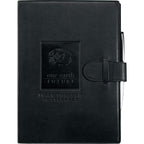 Large Refillable Journal with Tab and Loop Closure, 7 x 10 Inches Debossing - Black - Front 2